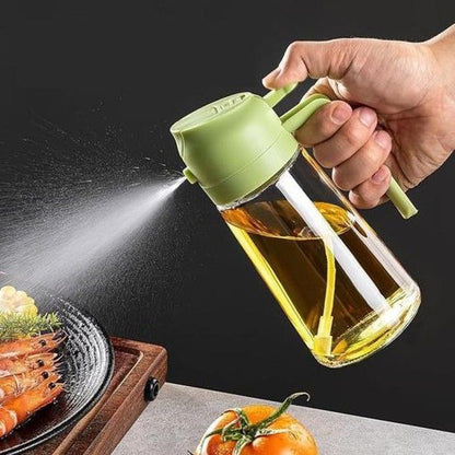 2-in-1 Olive Oil Sprayer & Dispenser Bottle (500ml) – Leakproof Glass Oil Spray Bottle for Cooking, BBQ, Salad & Air Fryer